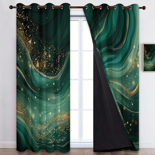 Rideau occultant salon vert émeraude en polyester marbre de haute qualité - 6