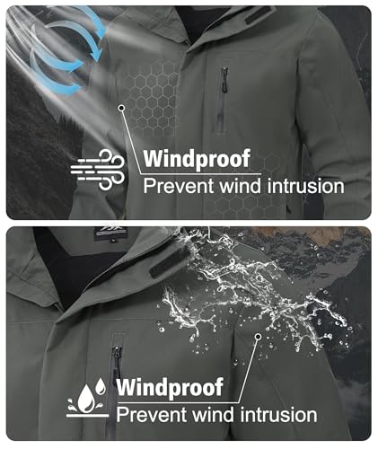 Image of Zoofly Mens Waterproof Hiking Jacket with Hood Windproof Light Weight Windbreaker Outdoor Fishing Raincoat Zipper Pockets