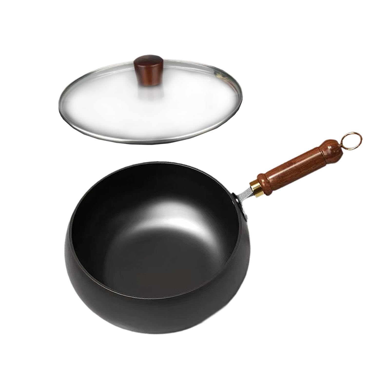 Padella Wok da 45 pollici per una cottura fluida con rivestimento antiaderente e manico ergonomico. Il Wok cinese è adatto a tutti i tipi di cottura, coperchio in vetro, 24 cm