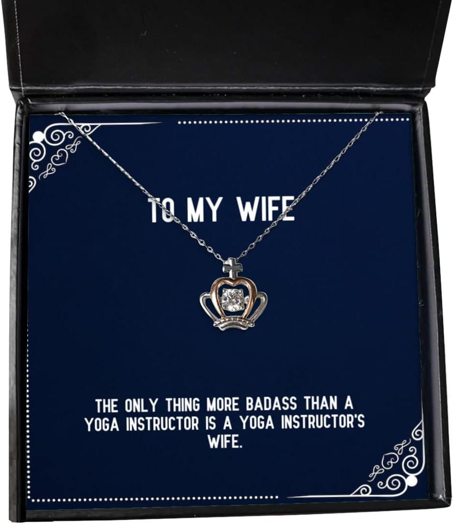 Krumfortable Living Wife for Wife, The Only Thing More Badass Than a Yoga Instructor is a Yoga., Cheap Wife Crown Pendant Necklace, Jewelry from Husband