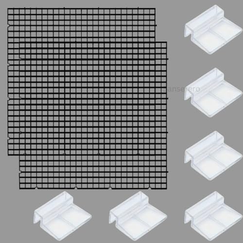 Image of Premier Plants Acrylic Aquarium Fish Tank Lid Cover Support Clip Clamp for Rimless Aquarium & Glass Top, Fish Tank Cover, Aquarium Hoods 6 Pieces (Black 2 Pcs Grid Divider & 6 Pieces 8 MM Holder)