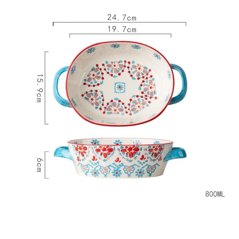 Auflaufformen 800 ml Keramik-Backformen, Backgeschirr-Sets mit Griffen, Lasagneform for Backen, Kuchen, Küche, Mikrowelle, spülmaschinenfest Lasagneform