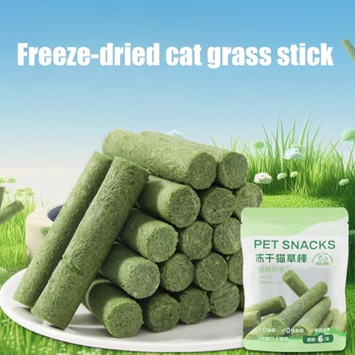 Cat Teething Sticks - Cat Grass Teething Stick - Hairball Removal Freeze-Dried Chicken Treats - Natural Care Chews For Teeth Cleaning, Appetite Boosting For Indoor Kittens & Adult Cats – Image 6