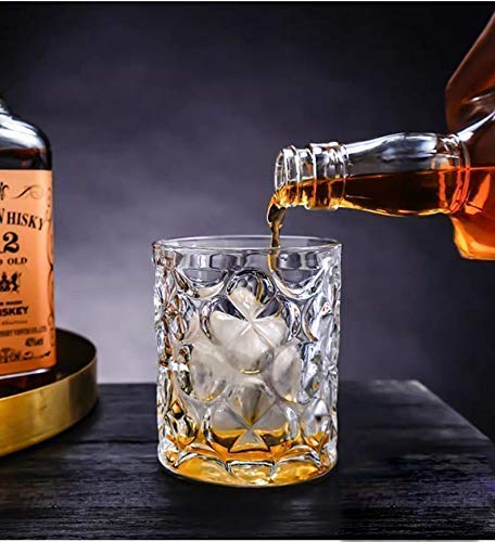 Image of Whiskey Glass Transparent, 310 ML, Whisky Glass, Diamond Design Bar Glass for Drinking Bourbon, Whisky, Scotch, Cocktails, Cognac - Old Fashioned Cocktail Tumblers Set of 6 (Giant .$., 6)