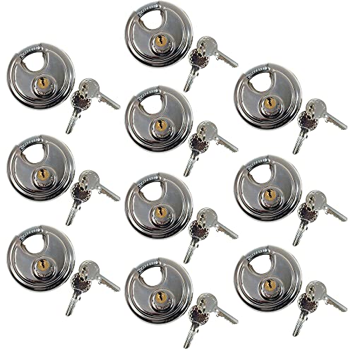 Image of Wideskall Heavy Duty 2-3 /4 inch inch Stainless Steel Disc Round Padlock (Pack of 10)