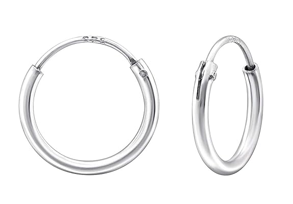 Aww So Cute 92.5-925 Sterling Silver Plain Everyday Ear Hoops Earrings for Kids Girls Pure Silver (ER1539)