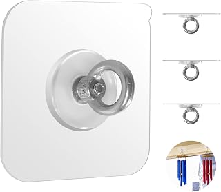 Ceiling Hooks, Practical Wall Hanging Auxiliary Hook, Stainless Steel,Waterproof,Nail-Free Adhesive Wall Hook,for Indoor and Outdoor Hanging Plants,Wind Chimes,Hangers, Decoration Hook,4 Pcs