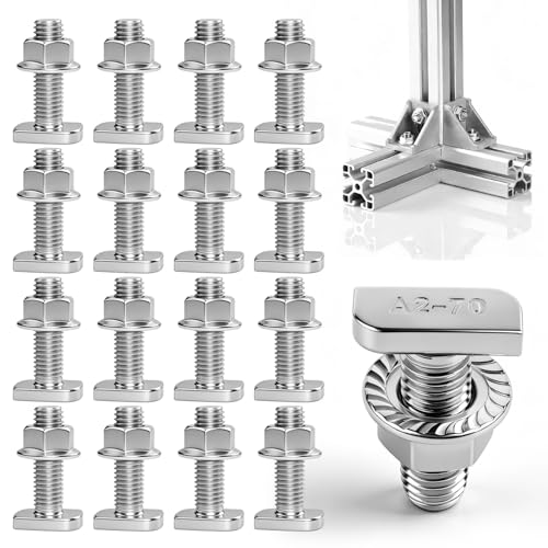 24 Pièces M8x30 T-Nut et Boulon Ensemble A2-70 Inox Vis à Tête Marteau M8 24 T Slot Drop-in Bolt et 24 Ecrou M8 Inox pour Pistes du Système Photovoltaïque Serres et Photovoltaïques Toits Rigides