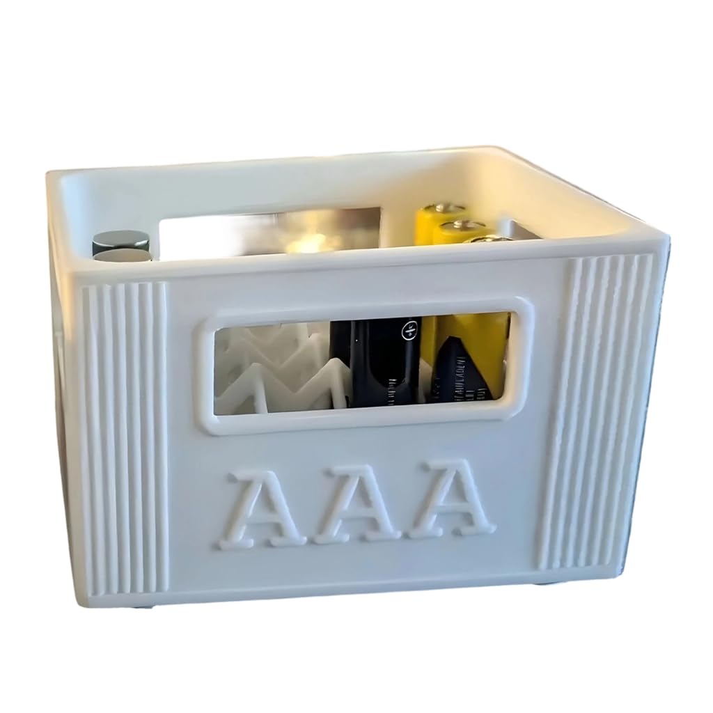 Elnwnnkc 3D Printed Battery Organiser Holder Stackable Battery Storage Box Holds 30 3A Or 20 2A Batteries for Home