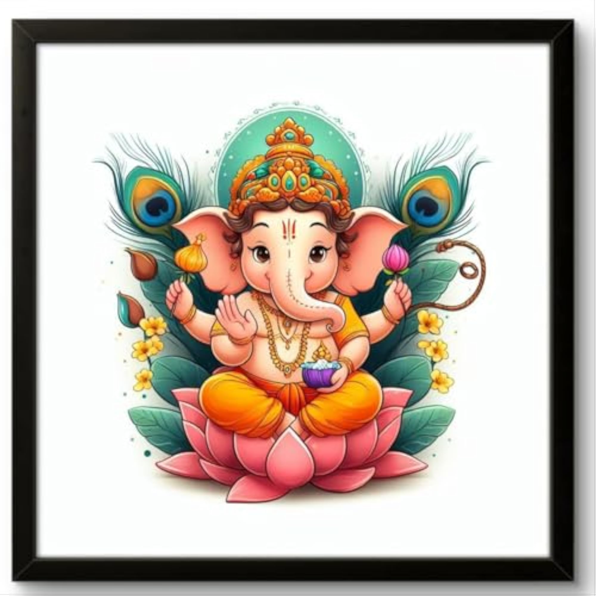 Ganesha Idol Wall Art Photo Frame for Home Decor