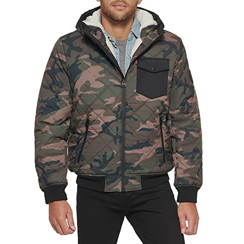 Image of LEVI'S Men's Levi's Men's Diamond Quilted Sherpa Lined Bomber Jacket