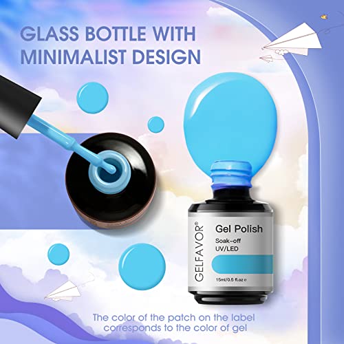 GELFAVOR UV Nagellack Set, 15ml Blau UV Gel Nagellack Set Shellac Nagellack Nail Art Gel Politur – Bild 3