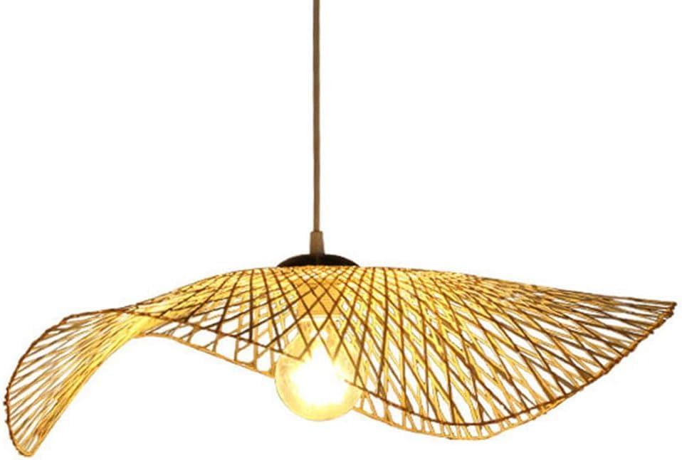 Lustre en osier bohème et rotin tressé à 1 lumière pour plafond