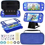 Accessories Kit for Nintendo Switch Lite - YOOWA Accessories Bundle with Carrying Case, Protective Cover case, 2-Pack Tempered Glass Screen Protector, Adjustable Play Stand, 6 Thumb Grips