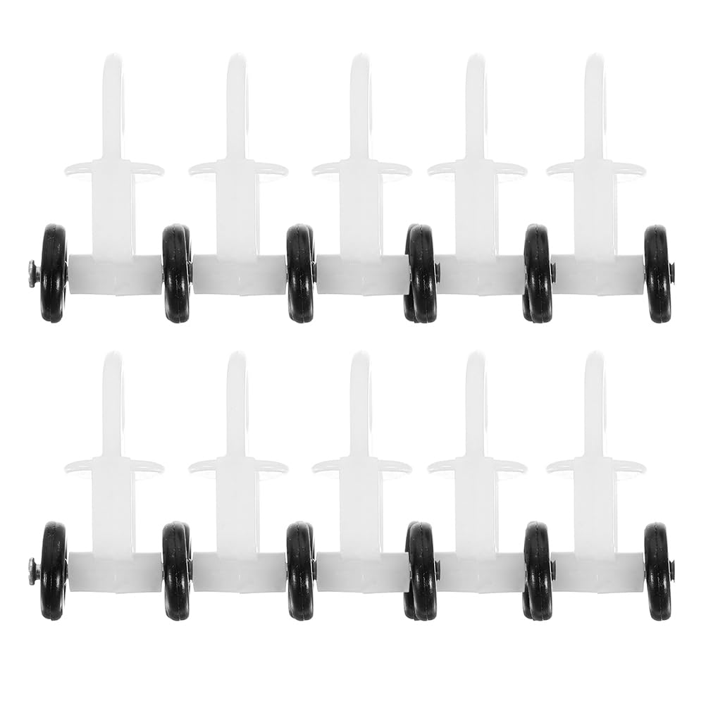 JECOMPRIS Ceiling Curtain Track Rollers with Dual Wheel Hooks Silent Sliding Curtain Gliders for Window and Shower Rails Smooth Operation Replacement Gliders