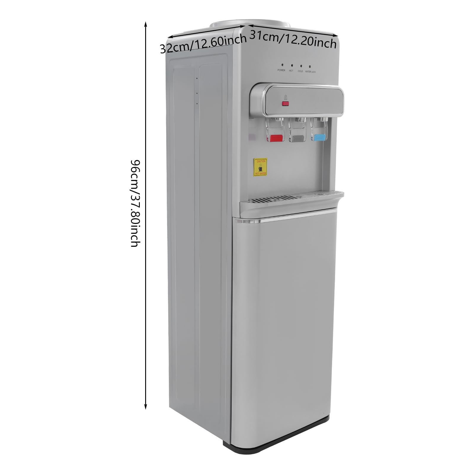 Distributeur d'eau chaude électrique sur pied - 500 W - Avec remplissage au sol - Double fonction chaud/froid - Pour la maison, le bureau, la cuisine - Argenté