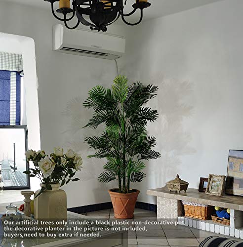 Aveyas 6Ft Artificial Golden Cane Palm Silk Tree In Plastic Nursery Pot, Fake Tropical Plant For Office House Living Room Home Decor ( Indoor / Outdoor ) #TOP5