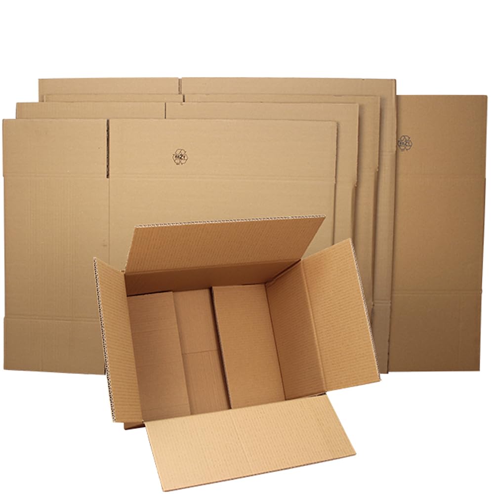 20 Stück Versandkarton 350x250x200 mm 2-wellig - Stabile Faltkartons aus Wellpappe für sicheren Versand bis 10kg - Umweltfreundliche Verpackung für E-Commerce und Logistik