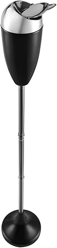 Miniatura 2 de Paquete de 2 ceniceros de pie para exteriores con tapa, soporte ajustable negro para cenizas para patio doméstico, resistente al viento, bandeja de