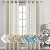 Living Room Curtains Breathable and Airy Semi - Sheers Natural Linen Blended Curtains Draperies Extra Long 108 Inches Long, Premium Soft Durable Nickel Grommet Curtain Panels Pair, Natural