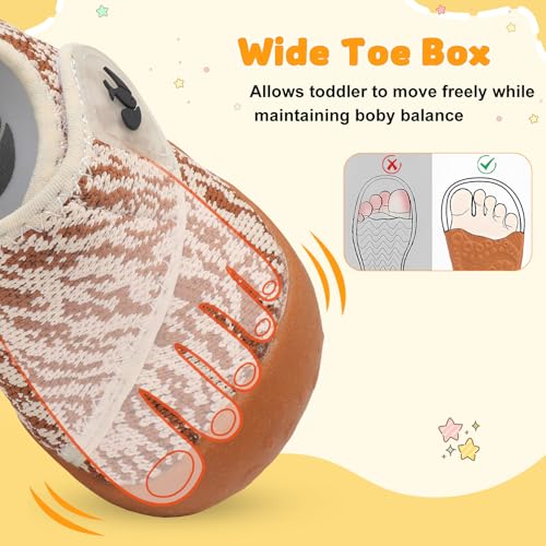 Image of FEETCITY Baby First Walking Shoes Wide Baby Shoes Infant Sneakers Newborn Crib Shoe Barefoot Lightweight Slip On Shoe