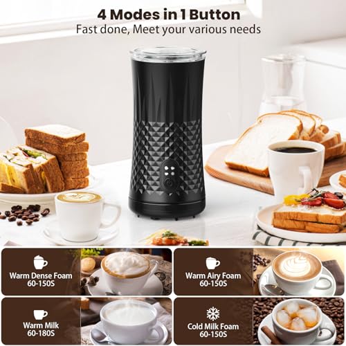 HAPPHOOH Milchaufschäumer Elektrisch, 4-in-1 Milchschäumer für Heißen & Kalten Schnell Milchschaum, 240...