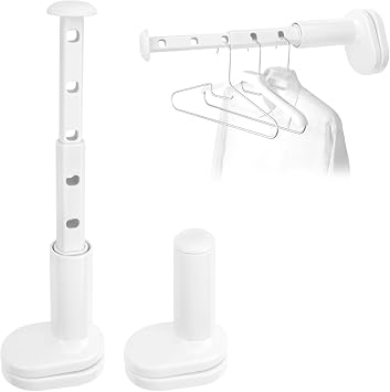 2 Pack Foldable Travel Hangers, Clothes Drying Rack for Bathroom, Bedroom and Cabinet, Wall Mounted Clothes Drying Rack White