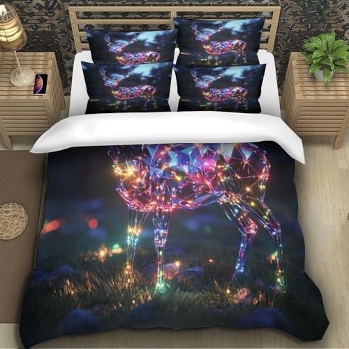 Drap de couette microfibre de qualité supérieure impression cerf 3D 260x220 cm - 5