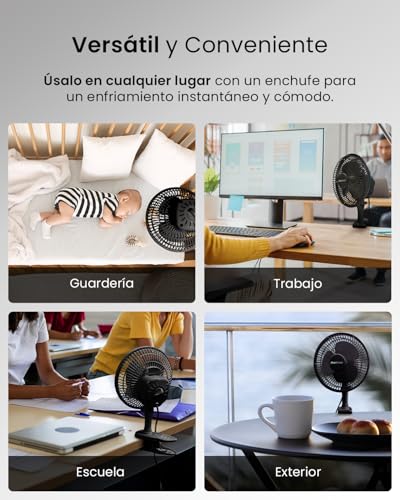 Miniatura 9 de Pro Breeze Mini Ventilador De Sobremesa Con Pinza I Pequeño Ventilador Eléctrico Con Funcionamiento Ultra Silencioso Y 2 Configuraciones De Velocidad I 15w Para Hogar, Cama, Oficina Y Escritorio
