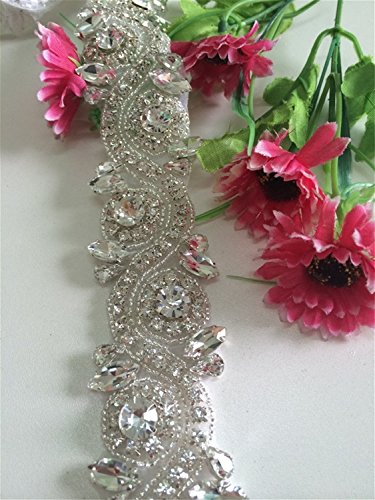 TRLYC Blush Ribbon Sash Crystal Belt Rhinestones and Pearls Sash Bridal Sash Wedding Sash Dress Sash