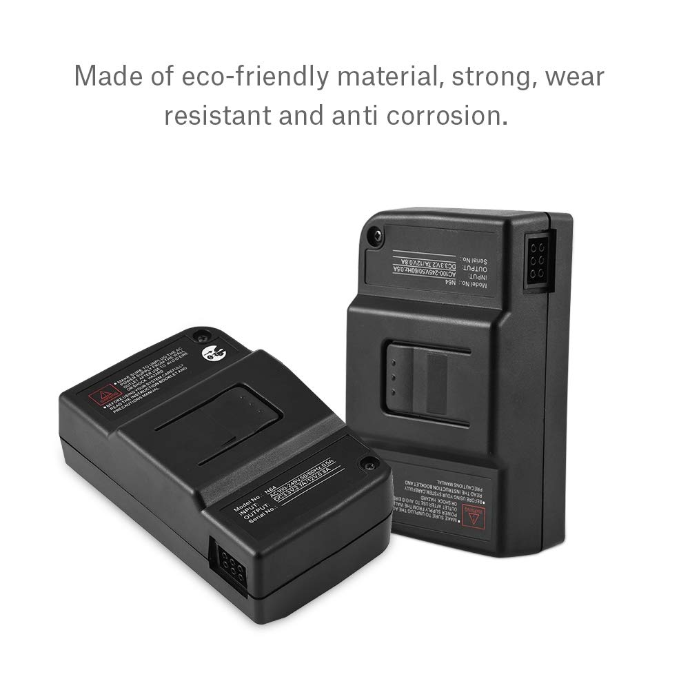 Adaptador de Corriente para Nintendo 64, 30000 Horas Adaptador de Ca Completamente Cerrado para Nintendo 64 Adaptador de Ca Protección de((Estándar Europeo 100-240V))