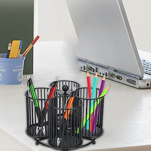 Porte-stylo rotatif à 4 compartiments pour bureau et maquillage