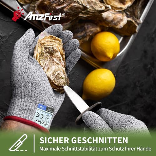 Foto von AmzFirst 2 Paar Schnittsichere Handschuhe,Küchen Handschuhe Lebensmittelkontaktqualität,Level 5 Schnittschutz,Arbeitshandschuhe,Gartenhandschuhe,Schnitzhandschuh für Holzschnitzen,Größe : 9/L