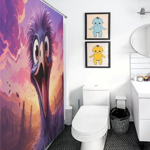Rideau de douche autruche en polyester imperméable lavable 140x183cm - 3