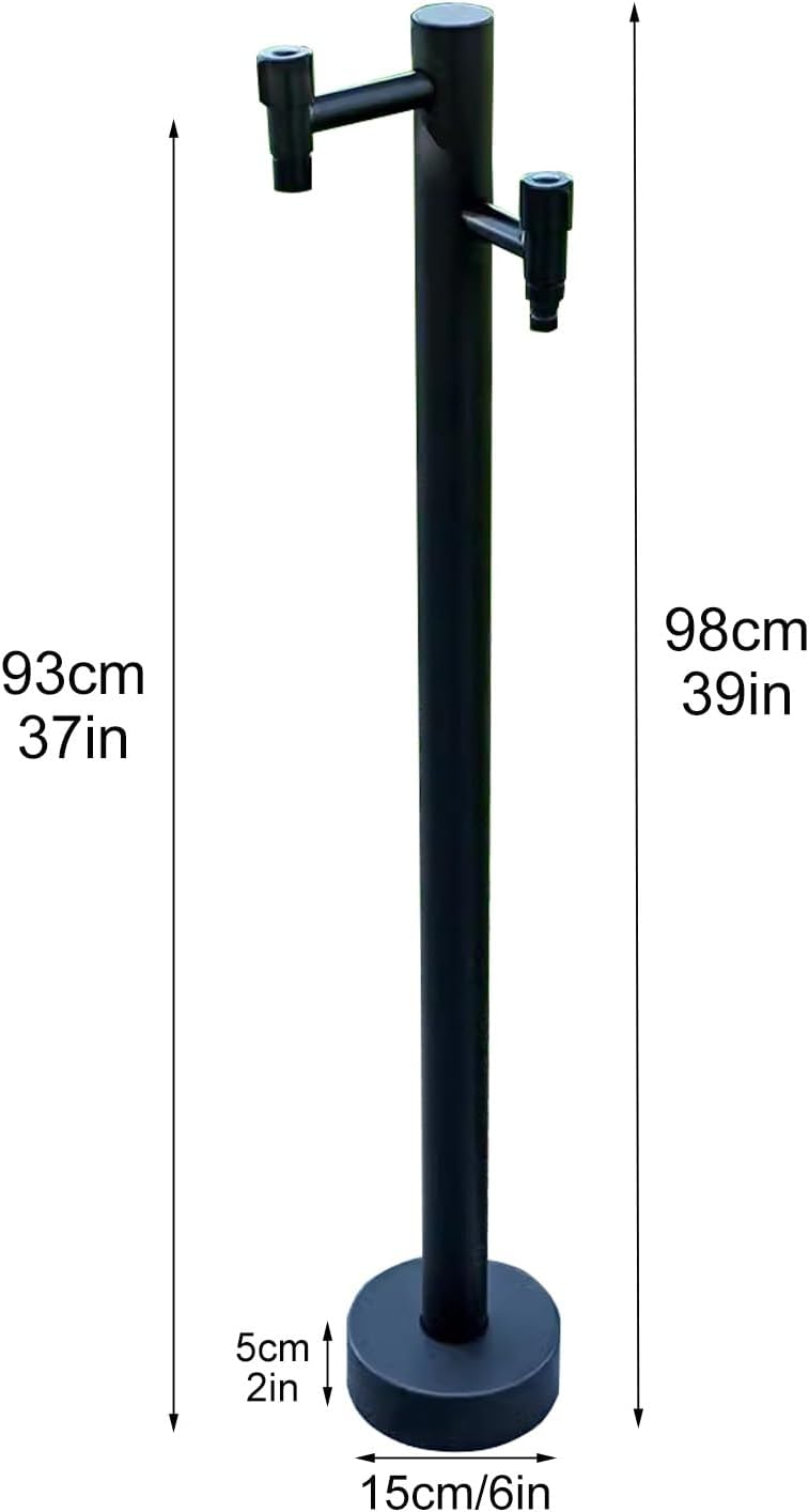 Floor Mounted Faucet Outdoor Water Pipe Vertical Fountain Irrigation Column,304 Stainless Steel Outdoor Faucet Vertical Garden Water Column with Freestanding Hose Stand Outdoor Taps for Hose