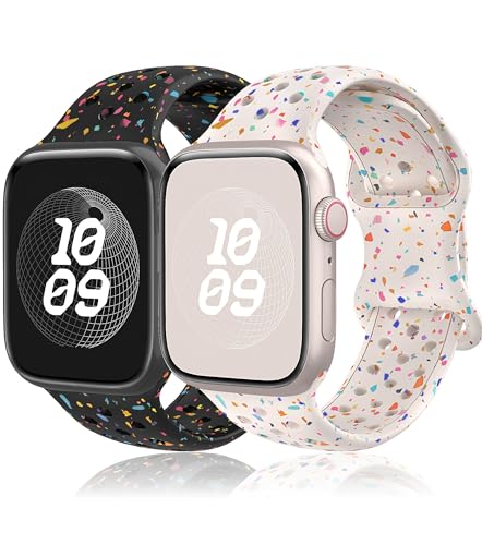 Bracelet pour Apple Watch 44mm 41mm 38mm 42mm 45mm 46mm 40mm 49mm,Bracelets Silicone pour Apple Watch Serie 10 9 8 7 6 5 4 3 2 SE Ultra 2/1,Bracelet de Nike Sport Montre...