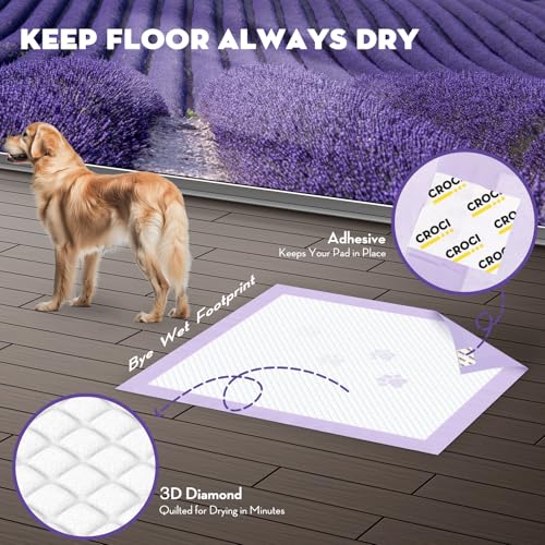 Image of CROCI Dog Pads Extra Large 28x44in, Puppy Pads with Adhesive Tabs Super Absorbent Up to 12 Cups, Disposable (30 Counts)