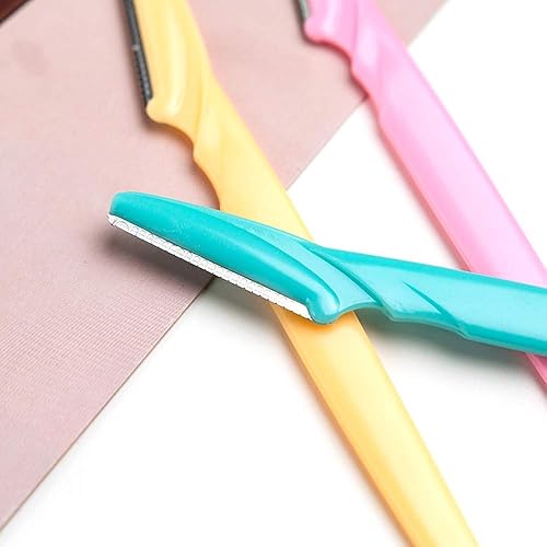 Miniatura 8 de ACKLLR, 24 piezas de maquinilla de afeitar para cejas para mujeres y hombres, con cubierta de precisión, verde, rosa, amarillo