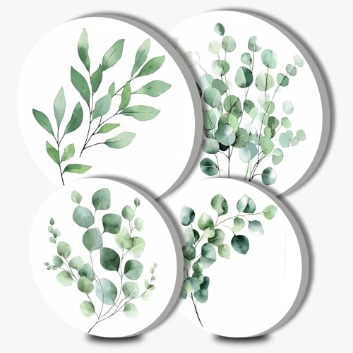 Green Leaves Plant Stove Burner Covers, Gas Stove Burner Covers Set of 4, 8 Inches and 10 Inches Stove Top Covers for Electric Stove Metal Stove Cover Gas Stove Top Covers, Kitchen Decor