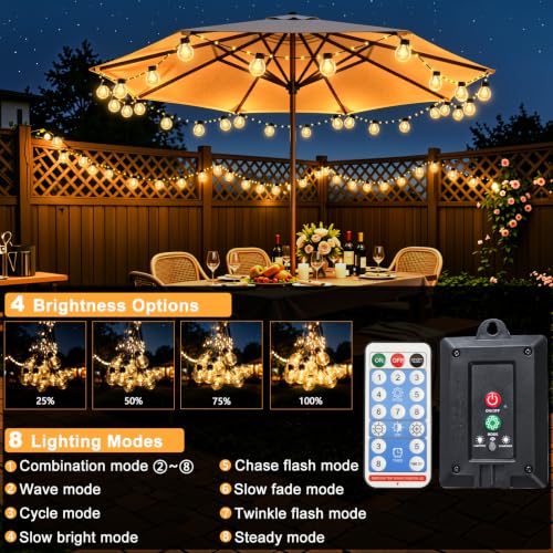 Solar Lichterkette Outdoor Solarlampen 10m mit 100 LEDs inkl. 20 Glühbirnen – Ansicht 5