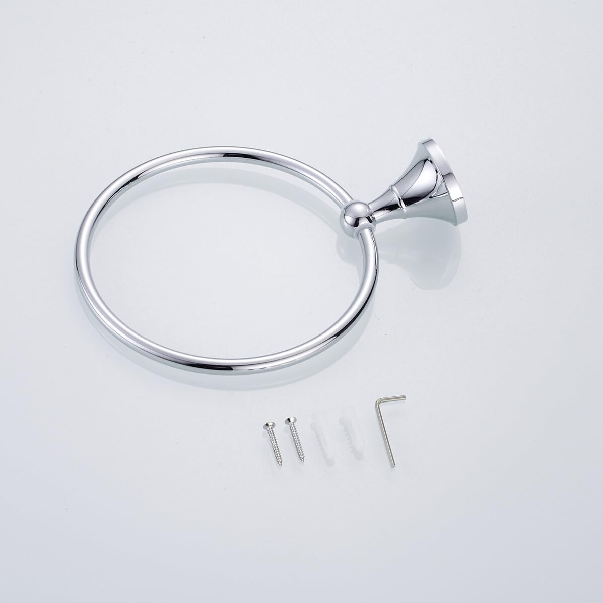SHINEOFI Portasciugamani Rotondo in Ottone Cromato, Anello Portasciugamani da Bagno Appeso, Resistente e Semplice per Bagno Domestico, Hotel, Scuole e Spazi Pubblici