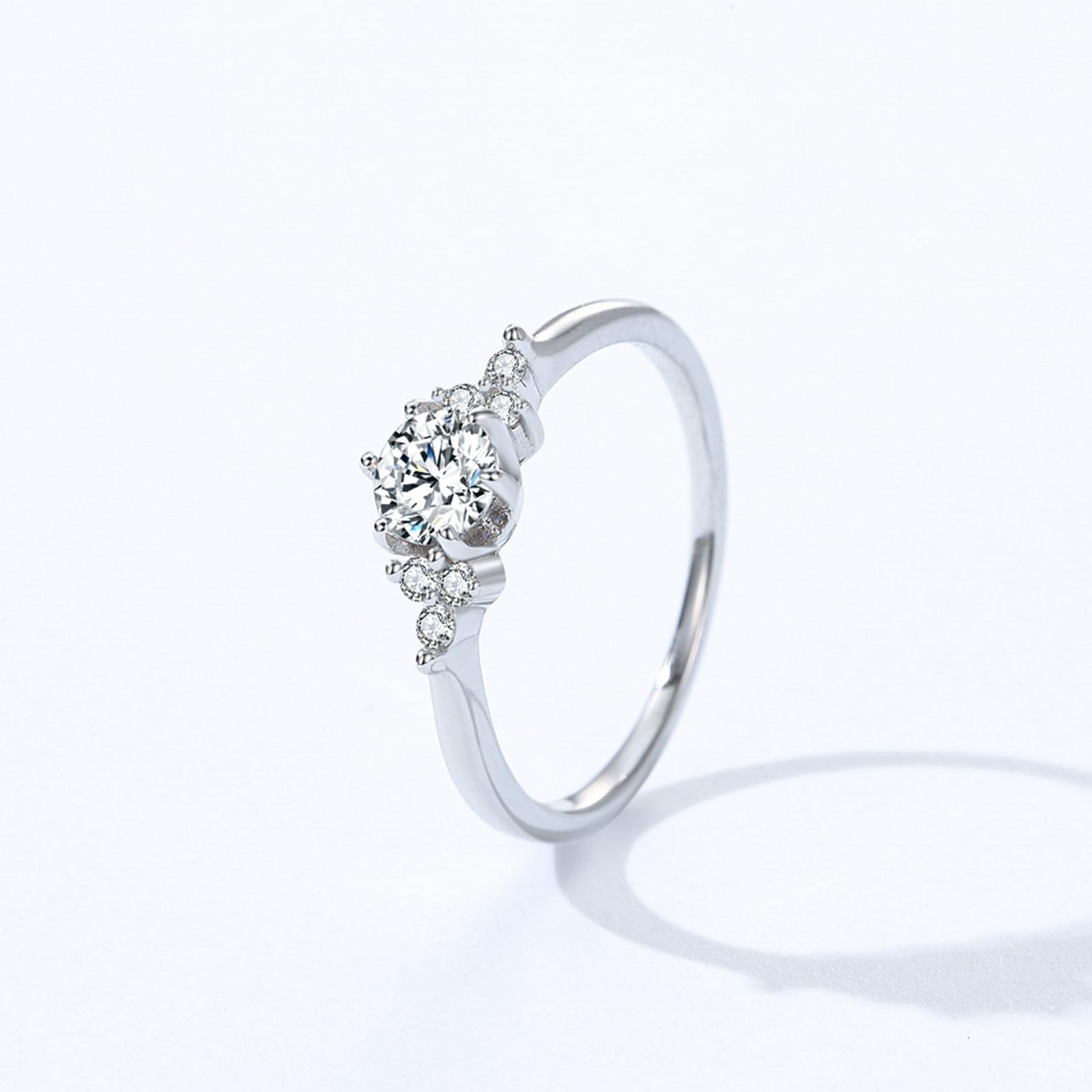 Anillo para mujer, diamante cultivado en laboratorio de 0,5 ct, anillo de compromiso, oro blanco, elegante, anillo de boda, anillo de aniversario para mujer