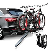 Terriplaze Foldable Electric Bike Rack Hitch Mount with Ramp for 2" Receiver, 2 Bike Rack for Car...