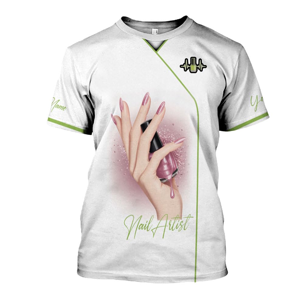 Personalized Nail Tech Shirts for Women, Nail Tech Uniform Gift for Manicurist, Nail Polish Shirt for Nail Technician Gift 7 Multicolor