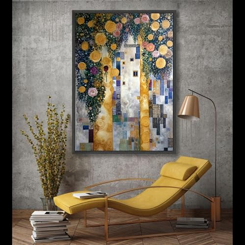 Decoración botánica para pared con acabados dorados y lienzo textil 4