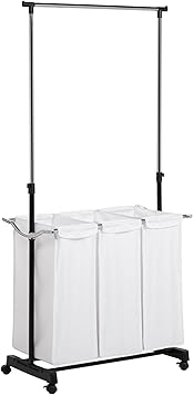 Honey-Can-Do Rolling Laundry Cart with Hanging Bar