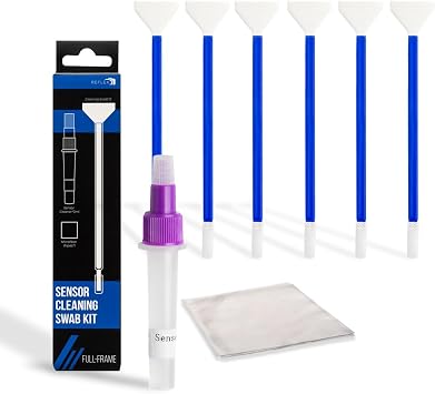 REFLEX CAMERA 24mm 8 Piece Camera Sensor Cleaning Kit 6 Full Frame Double end Swabs, 5ml Cleaner, Micro Fiber Cloth, Residue-Free Cleaning Kit for Sony, Canon, Nikon DSLR and Mirrorless Cameras