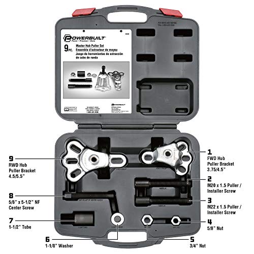 Powerbuilt Master Hub Puller Tool Set, Remove And Install Car Wheel Hubs And Axels, Ford And Mercury, Front-Wheel Or Rear-Wheel Vehicles - 648608 #TOP1