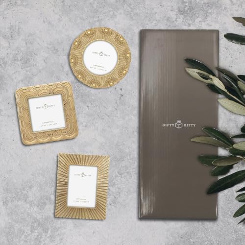 GIFTY GIFTY Classic Gold 1920s Mini Frame Set/Set of 3/2.5x2.5 & 2.5x3.5 In | For Tabletop Display | Perfect for Home Decor, Wedding, Graduation, Or Milestone Photos by GIFTY GIFTY - Used condition - Image 7