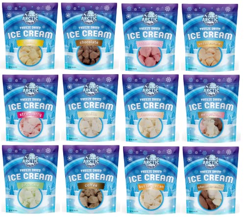 Arctic Farms Freeze Dried Ice Cream that Does Not Melt (Variety Pack of 12 Flavors)